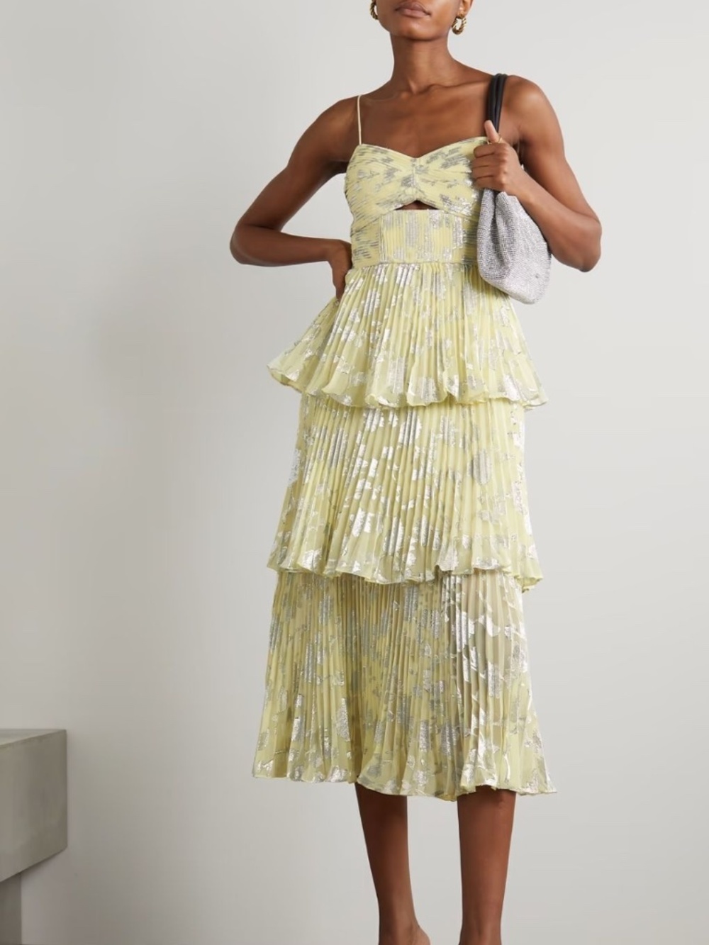 Self-Portrait Metallic Jacquard Midi Dress - Size US 0 / UK 4 New with Tag